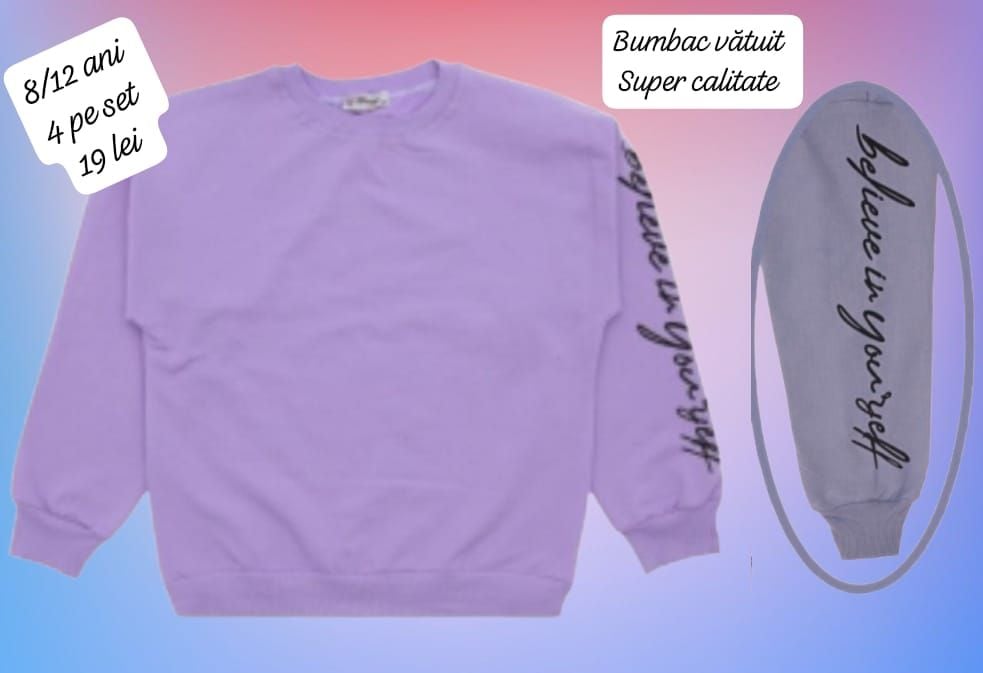 BLUZA de fete din bumbac vatuit, 8-12 ani, 4/set engros