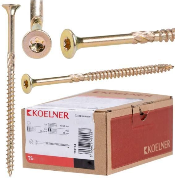 Set 50 suruburi dulgherie pentru lemn, 6x90mm KOELNER / TS-6090 Engros