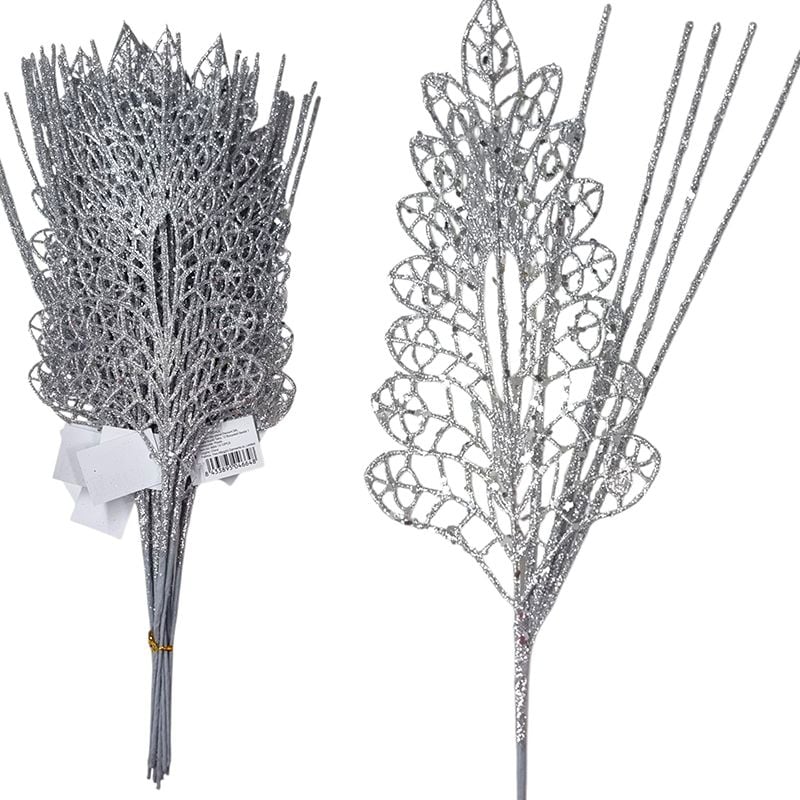 Crengi decorative cu sclipici pentru ornamente de craciun, 12/buc fire set 13 X 45 cm lungime