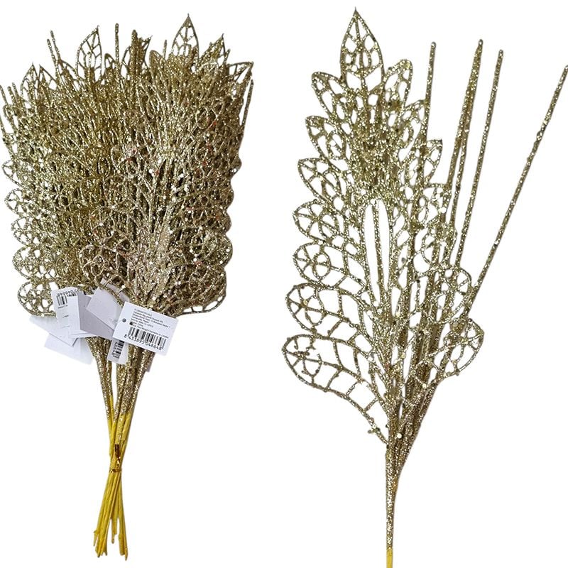 Crengi decorative cu sclipici pentru ornamente de craciun, 12/buc fire set 13 X 45 cm lungime