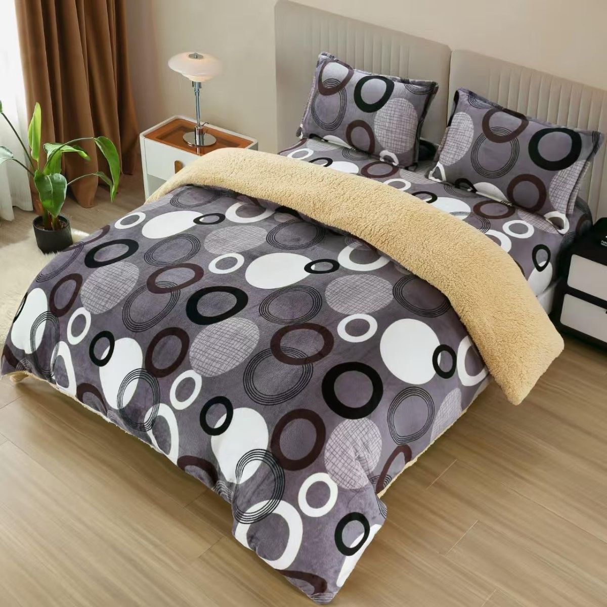 Lenjerii Cocolino En-Gros, Gri, cu Blanita si Elastic, 180x200cm, Material Premium, cu 2 Fete de Perna Incluse