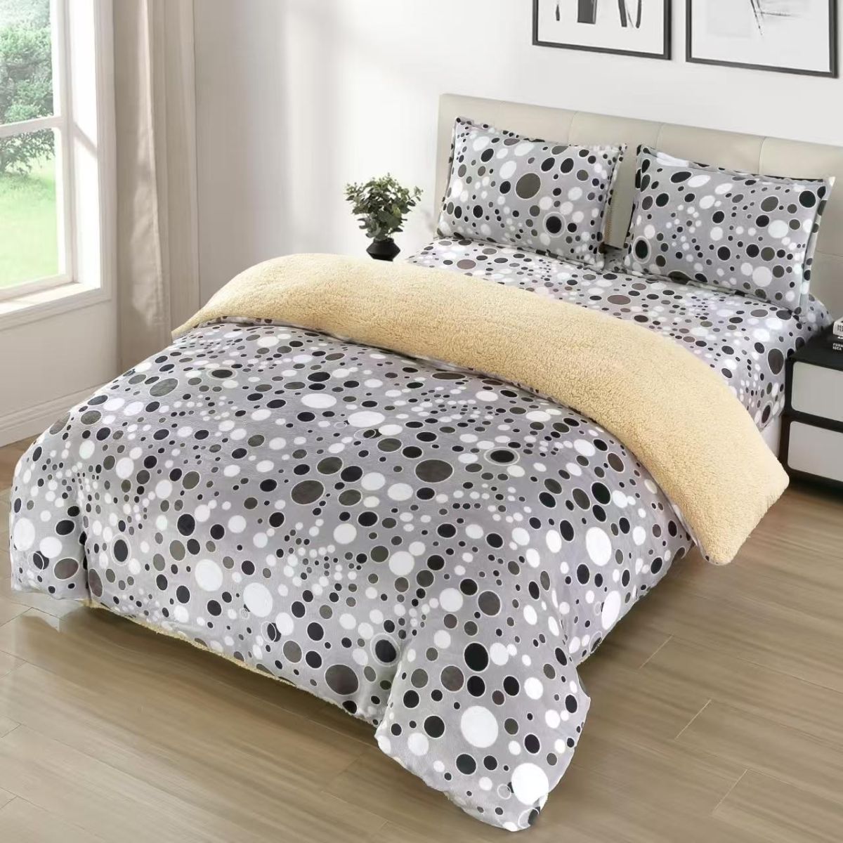 Lenjerii Cocolino En-Gros, Gri, cu Blanita si Elastic, 180x200cm, Material Premium, cu 2 Fete de Perna Incluse