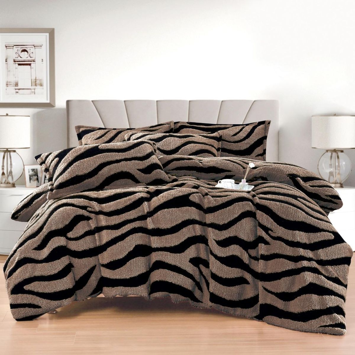 Lenjerii Tigrate En-Gros, Maro, 4 Kg, Material Cocolino Premium, Cearceaf de Pat cu Elastic 180x200cm, cu 2 Fete de Perna 55x80cm Incluse