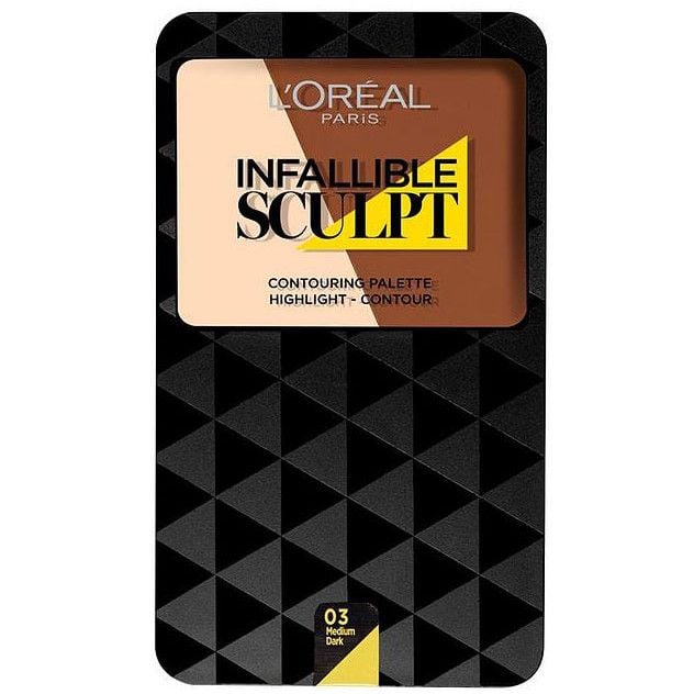Paleta Pentru Conturarea Fetei L\'Oreal Paris Infallible Sculpt, 03 Medium/Dark, 10 g Engros
