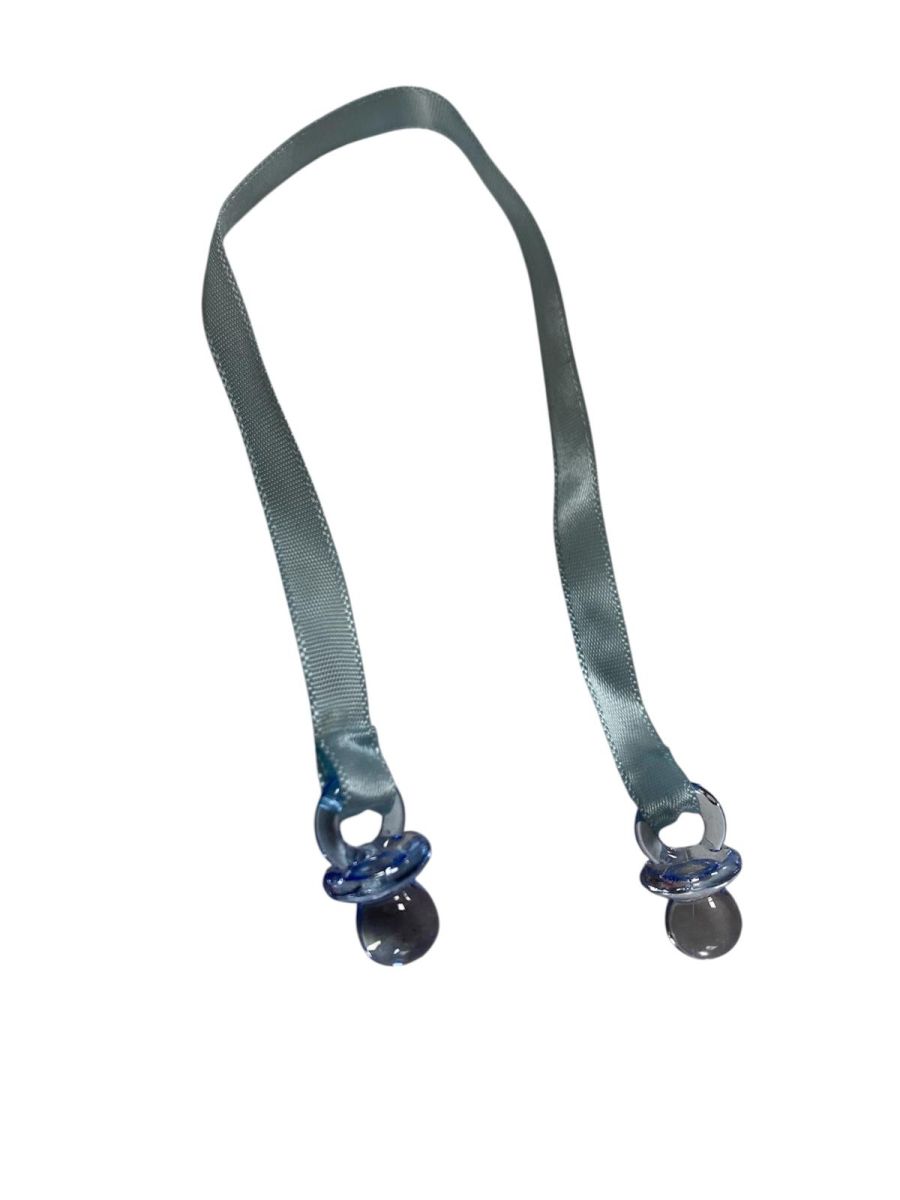 Marturie botez in forma de suzeta cu snur, 12/set, ALBASTRU, 25 cm