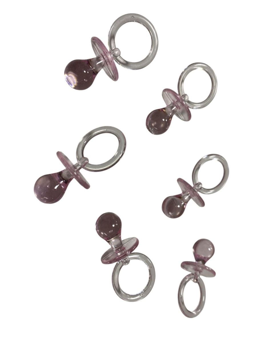 Marturie botez in forma de suzeta, 50/set, ROZ, 4 cm