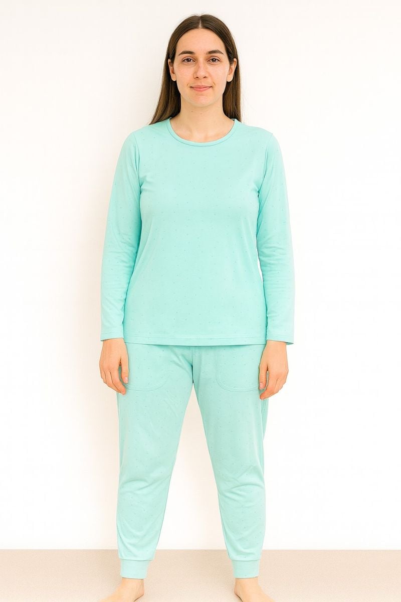 Pijamale Damă En-Gros cu Buzunare si manseta la pantalon – Bumbac, Single Jersey, Fabricate în România