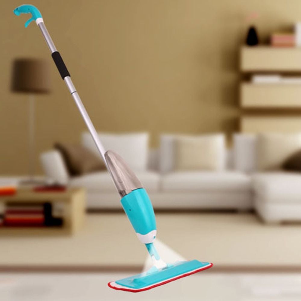 Mop Magic Spray, engross, Pulverizator si 2 capete reutilizabile din microfibra, Maner 360‎°, Pentru toate tipurile de podele, Albastru