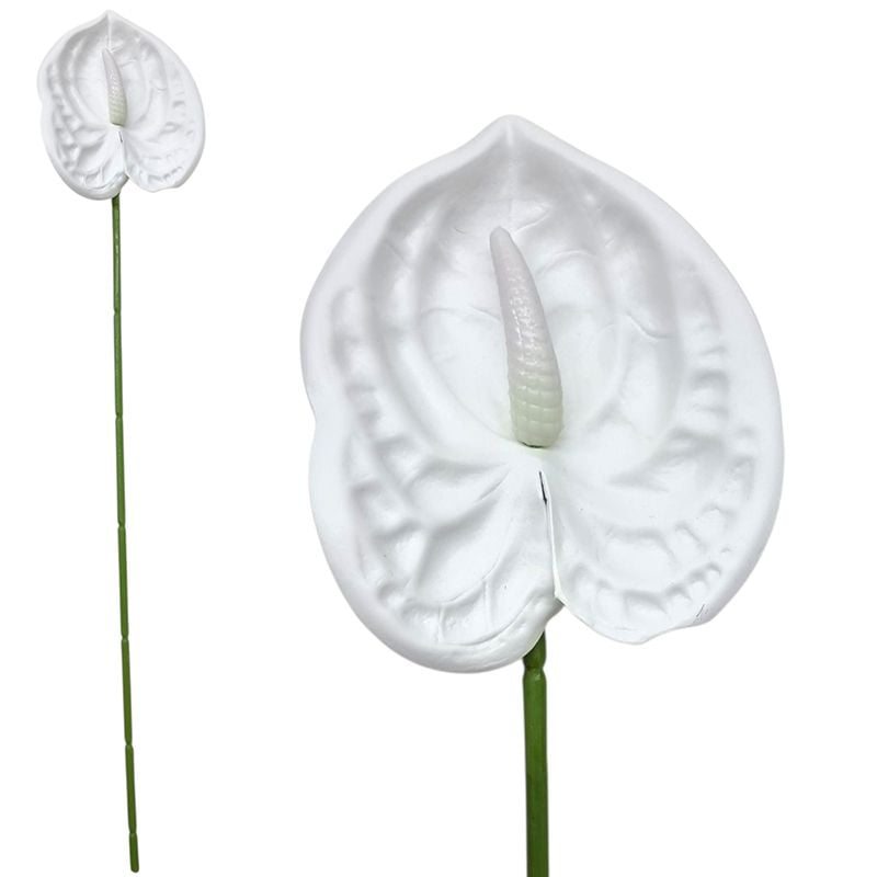 Floare artificiala Anthurium( floarea flamingo) 9 x 8.5 cm capat floare 40 cm lungime