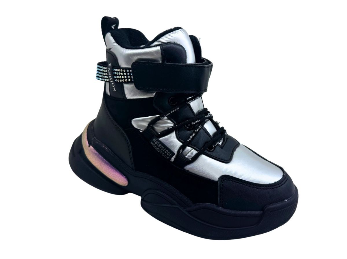 Ghete Fete Sport-Casual, Impermeabile, Talpa Antiderapanta, Inchidere Fermoar Lateral, Arici+ Siret Elastic, Aplicatii Stralucitoare, Engross, Marimi 32-37, 8buc/bax