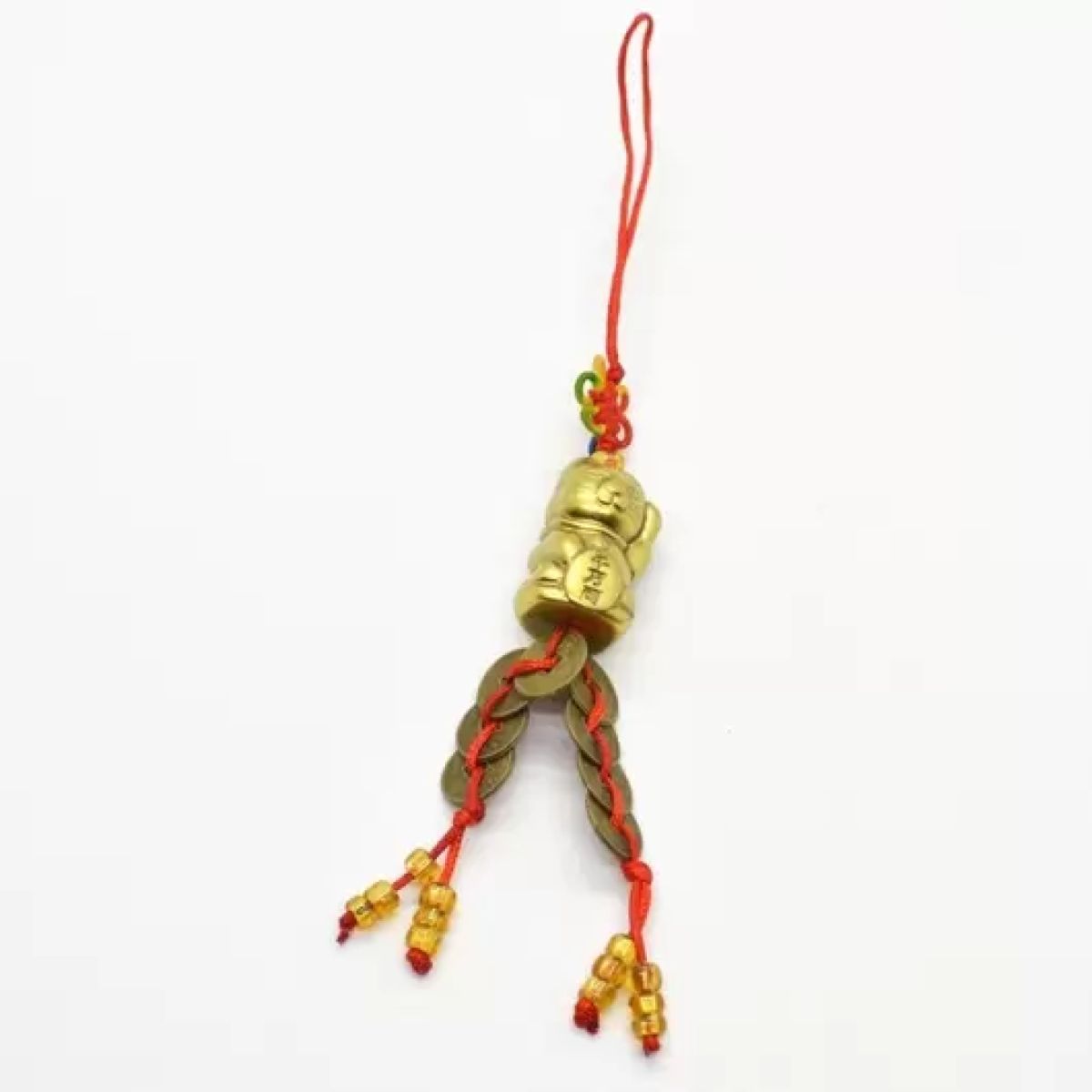 Amuleta canaf Feng Shui cu Pisica norocoasa Maneki Neko si monede
