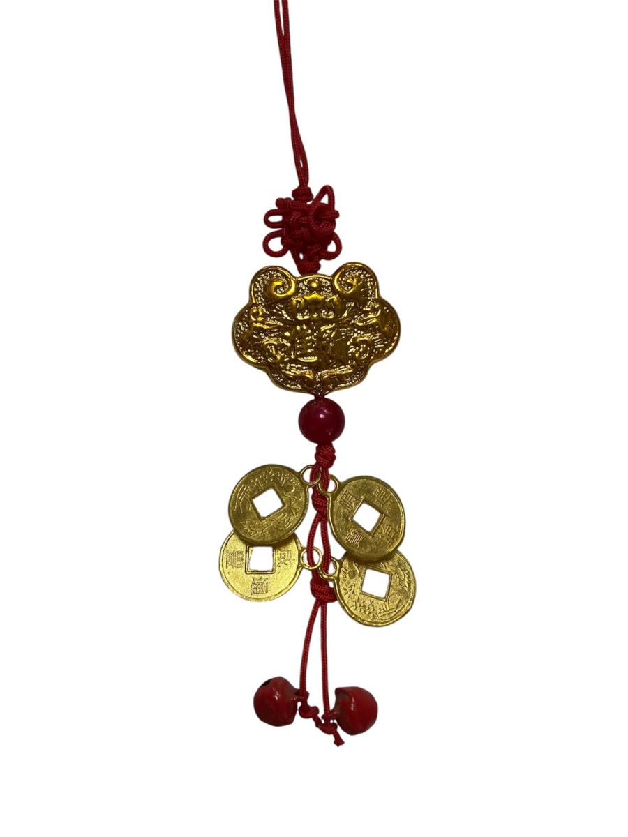 Amuleta canaf Feng Shui cu Semnul prosperitatii si monede