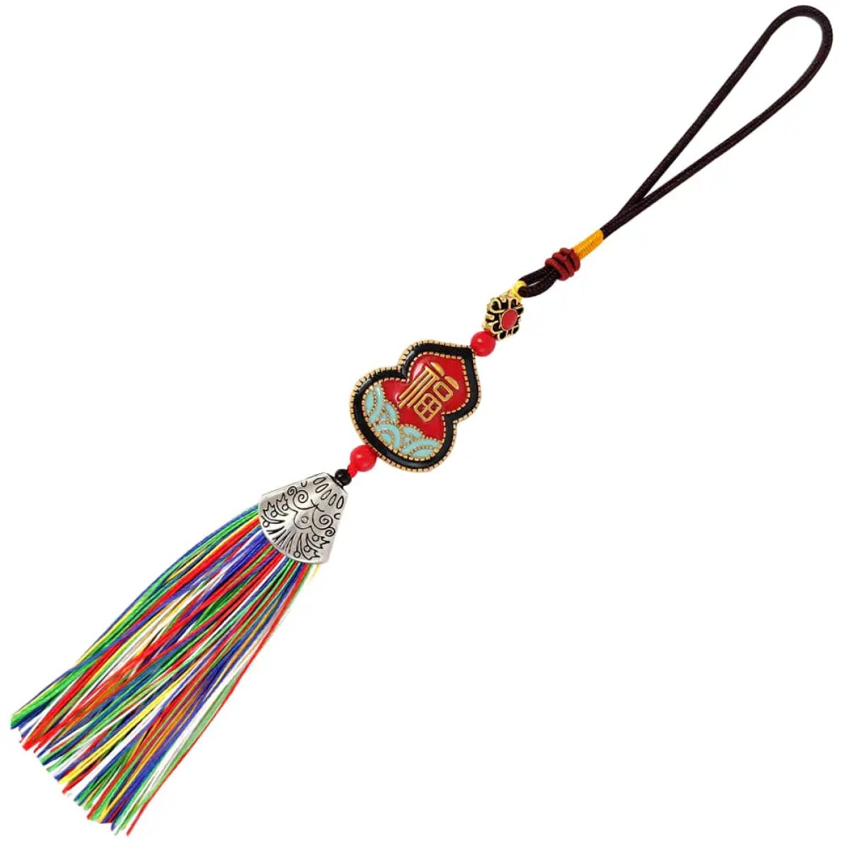 Amuleta Feng Shui cu Wu Lou pentru sanatate si snur multicolor