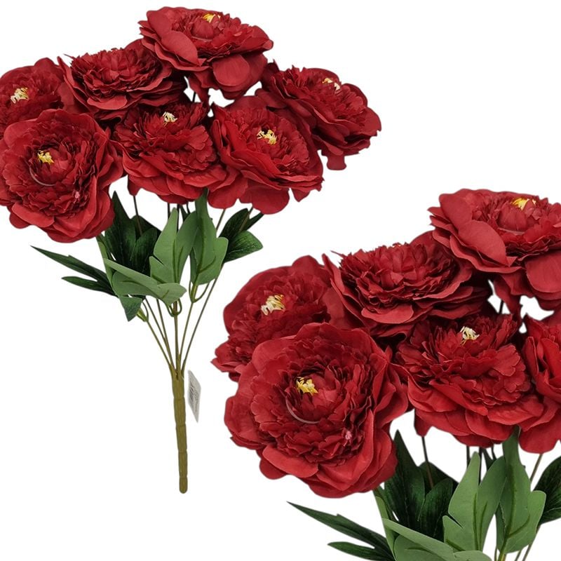 Buchet floare artificiala Bujor deschis, engros 7 fire 40 cm lungime
