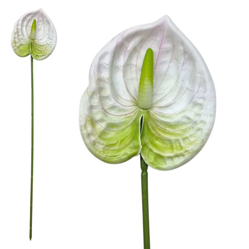 Floare artificiala Anthurium( floarea flamingo) 9 x 8.5 cm capat floare 40 cm lungime