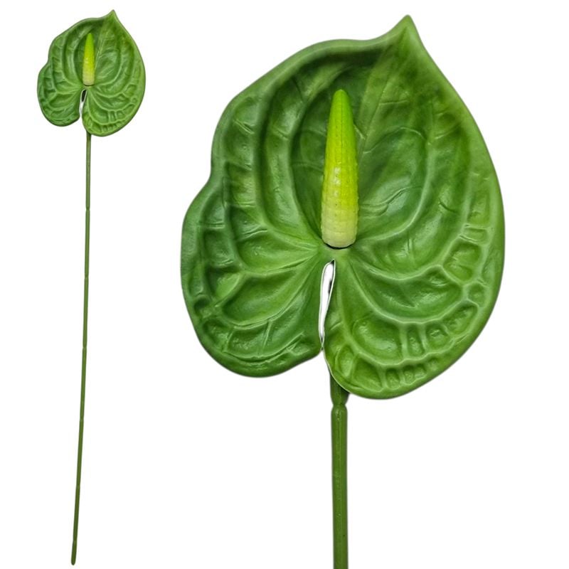 Floare artificiala Anthurium( floarea flamingo) 9 x 8.5 cm capat floare 40 cm lungime