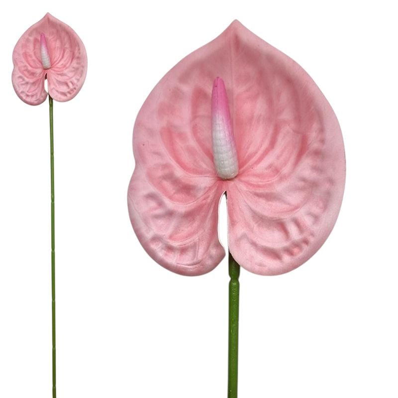 Floare artificiala Anthurium( floarea flamingo) 9 x 8.5 cm capat floare 40 cm lungime