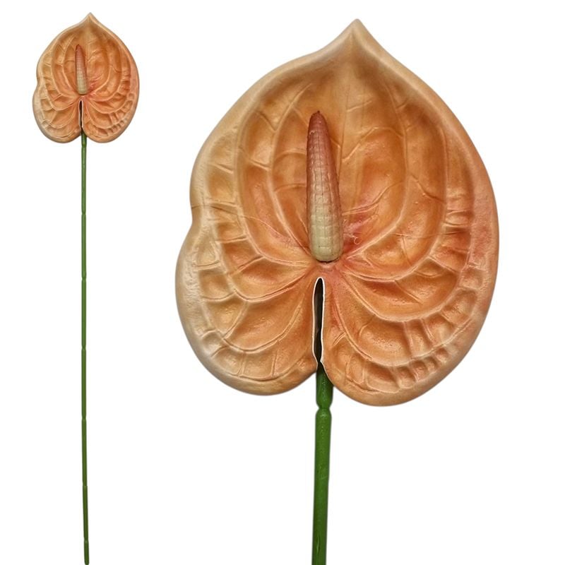 Floare artificiala Anthurium( floarea flamingo) 9 x 8.5 cm capat floare 40 cm lungime