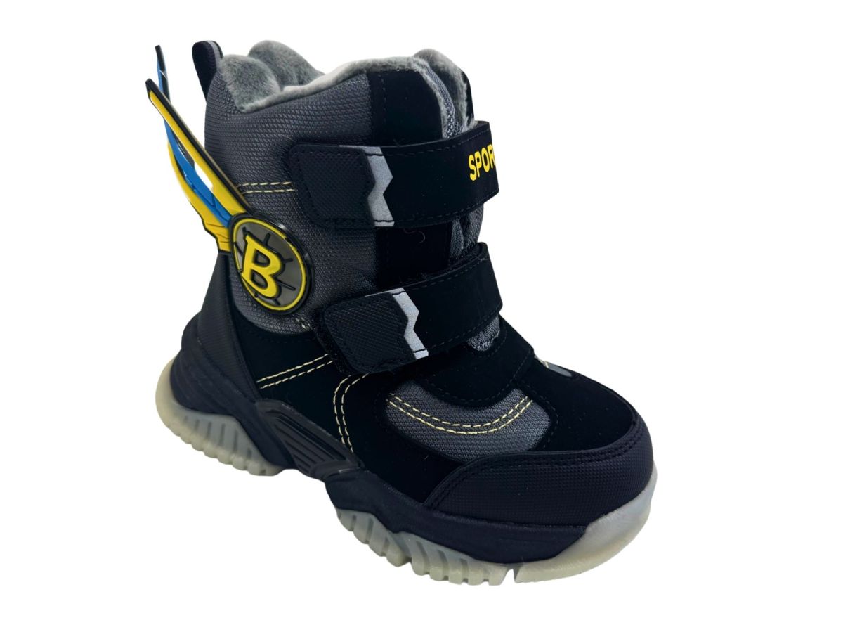 Ghete Baieti Iarna, Interior Imblanit, Talpa Antiderapanta, Inchidere Fermoar Lateral +Arici, Accesoriu 3D ,Engross, Marimi 27-32, 8buc/bax galben