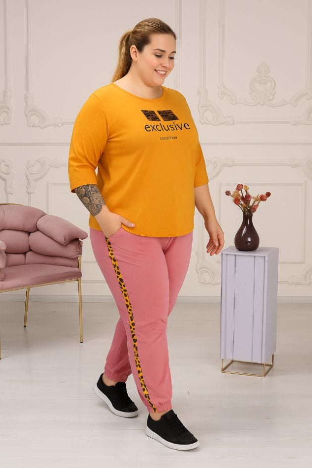 Pantaloni de trening cu dunga laterala, marimi mari, 2-5 XL, en-gross