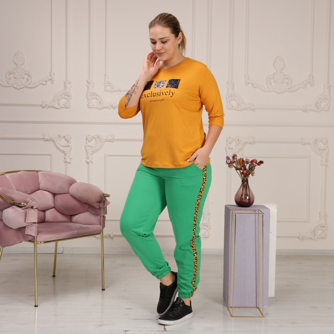 Pantaloni de trening cu dunga laterala, marimi mari, 2-5 XL, en-gross