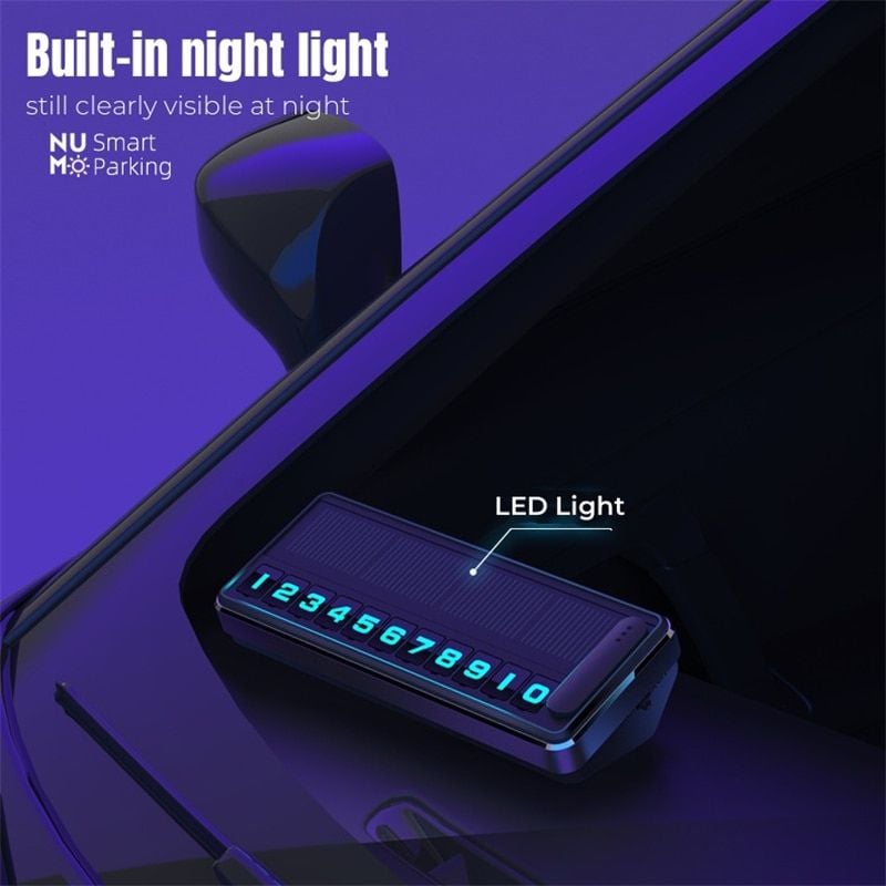 Suport numar auto, Incarcare solara, engross, Lumina LED digitala, metal, negru/argintiu, 10.5x4.2x2.8cm, 1 bucata