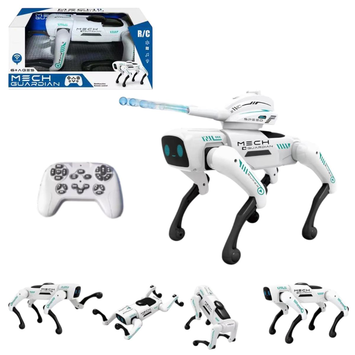 Cățel Robot Inteligent 32x19x27cm cu Funcții AI, Programare, Recunoaștere Vocale, Mișcări Multiple, Dans, Muzică și Efecte de Luptă, Control prin Telecomandă și Aplicație Mobilă, Diferite Moduri de Joacă Engros