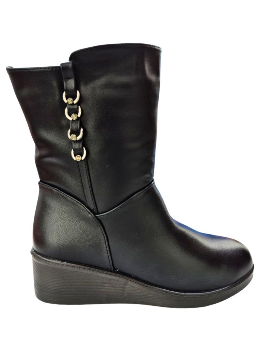 Cizme Dama Talpa Inalta, Iarna, Interior Imblanit, Inchidere Fermoar, Accesorii Aplicate, Piele Ecologica, Engross, Marimi 36-41, 8buc/bax