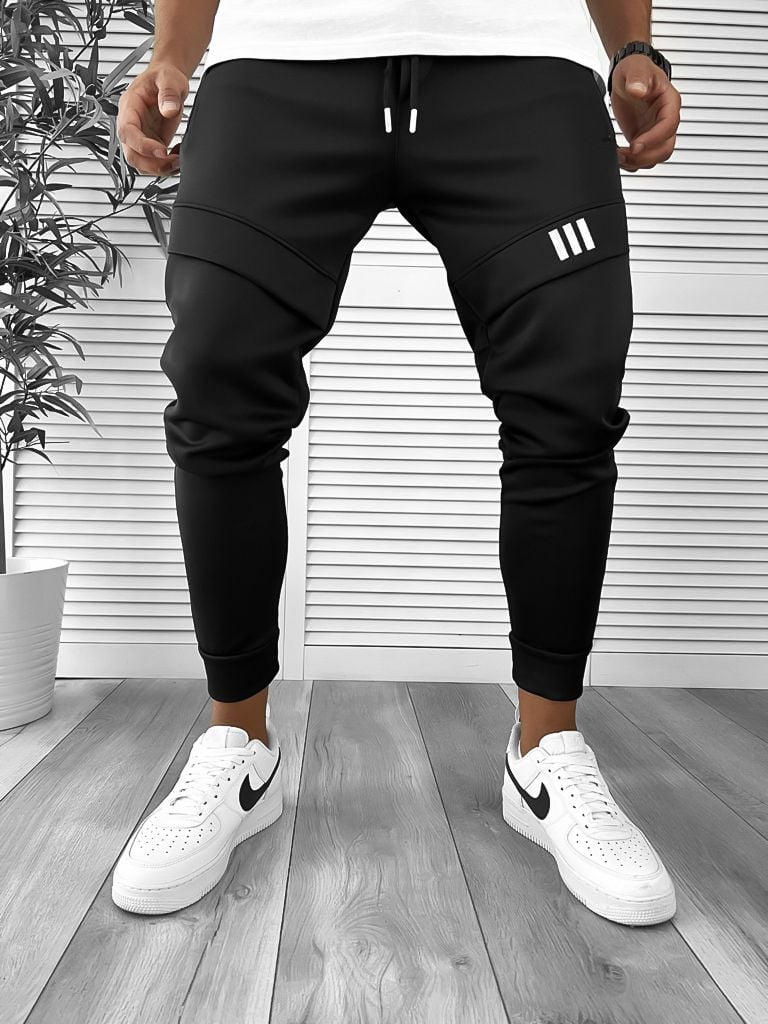 Pantaloni de trening negru conici 12259 113