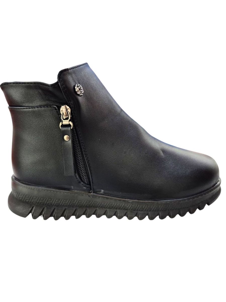 Ghete Dama Scurte Iarna, Interior Imblanit, Accesoriu Trandafir, Piele Ecologica, Engross, Marimi 36-41, 8buc/bax