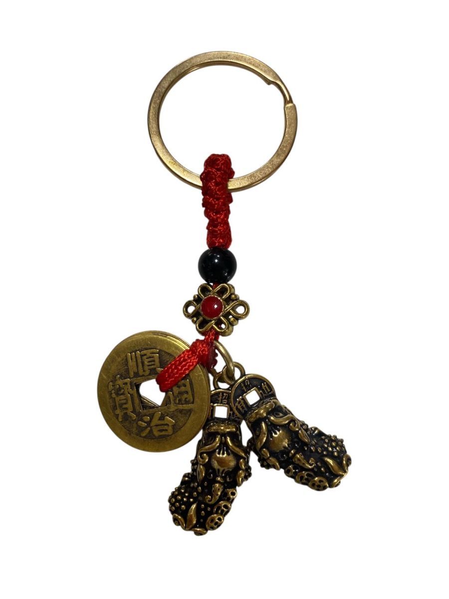 Amuleta Feng Shui cu 2 cilini protectori si monede