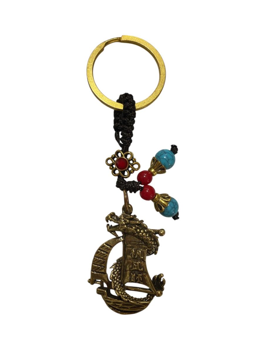 Amuleta Feng Shui cu Corabie pentru calatorii si Dragon pentru protectie