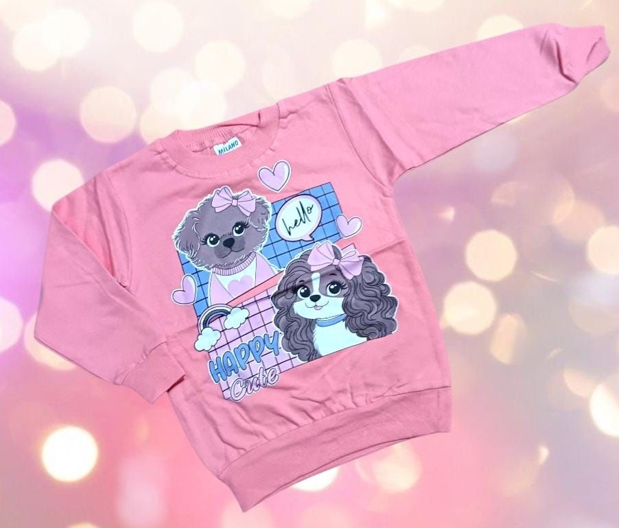 BLUZA fete 4-8 ani, bumbac vatuit, 5/set engros
