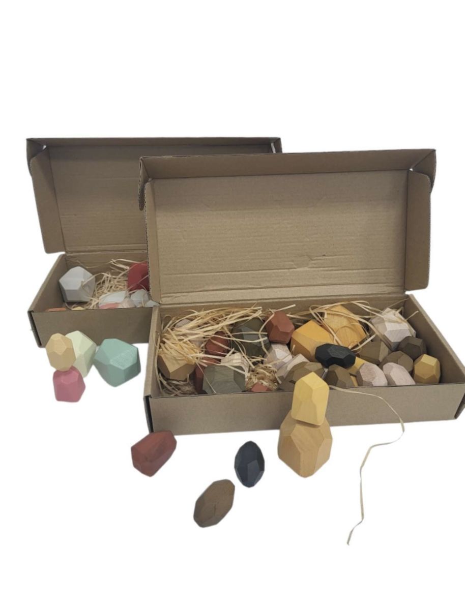 Set Pietre de Echilibru din Lemn – 36 Piese Colorate, Blocuri Montessori STEM pentru Construcții și Joc Creativ, En-Gros