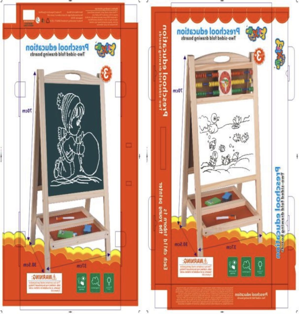 Tablă Dublă din Lemn pentru Copii – Magnetică și Clasică, cu Abac și Accesorii, Joc Educativ Montessori, En-Gros