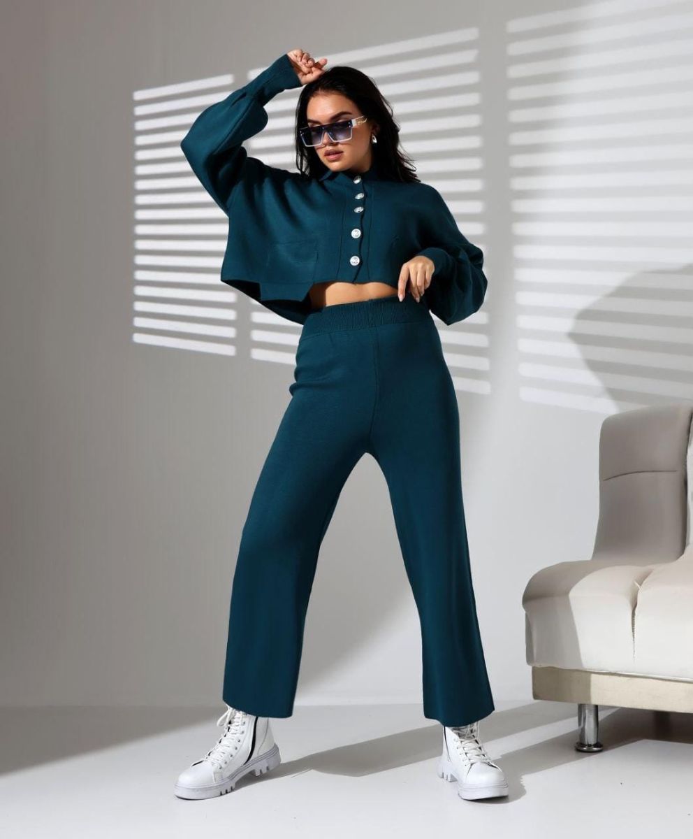 Compleu Tricot Femei Engross, Doua Piese, Nasturi, Verde, MN-5656