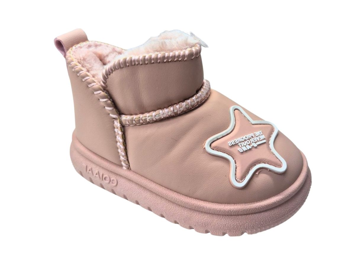 Ghete Copii tip UGG, Interior Imblanit, Blana Sintetica Moale + Textil, Sccesoriu Steluta, Engross, Marimi 28-33, 6buc/serie roz