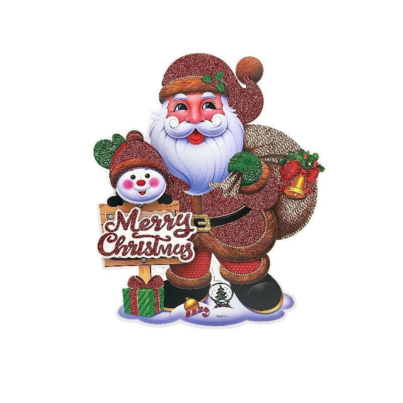 Sticker decorativ de Crăciun 3D din carton cu sclipici, multicolor – ideal pentru vitrine, magazine și decoruri festive