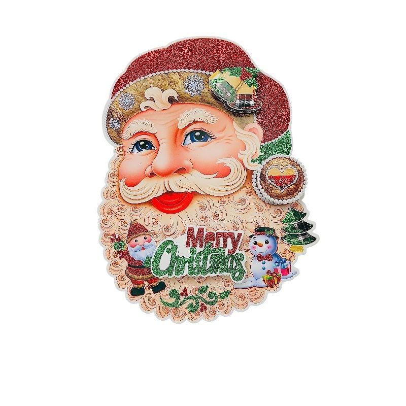 Sticker decorativ de Crăciun 3D din carton cu sclipici, multicolor – ideal pentru vitrine, magazine și decoruri festive