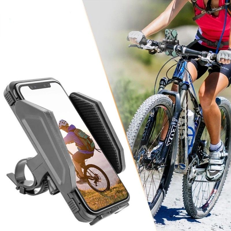 Suport telefon pentru bicicleta, reglabil latime 59-98 mm, fixare ghidon, negru Engros