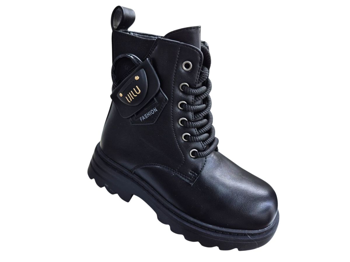 Ghete Fete Iarna, Piele Ecologica Impermeabila, Inchidere Fermoar+Siret, Interior Imblanit, Talpa Antiderapanta, Accesoriu Lateral, Design Modern, Engross, Marimi 32-37, 8buc/bax