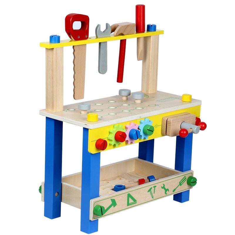 Atelier cu banc de lucru pentru copii, 40 piese din lemn, 41x36x16 cm Engros