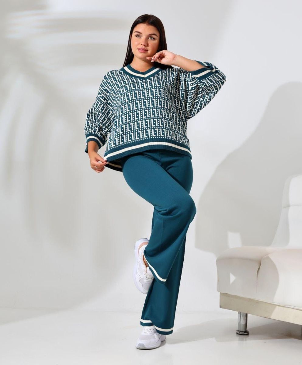 Compleu Tricot Femei Engross, Doua Piese, Model, Verde, MN-5591