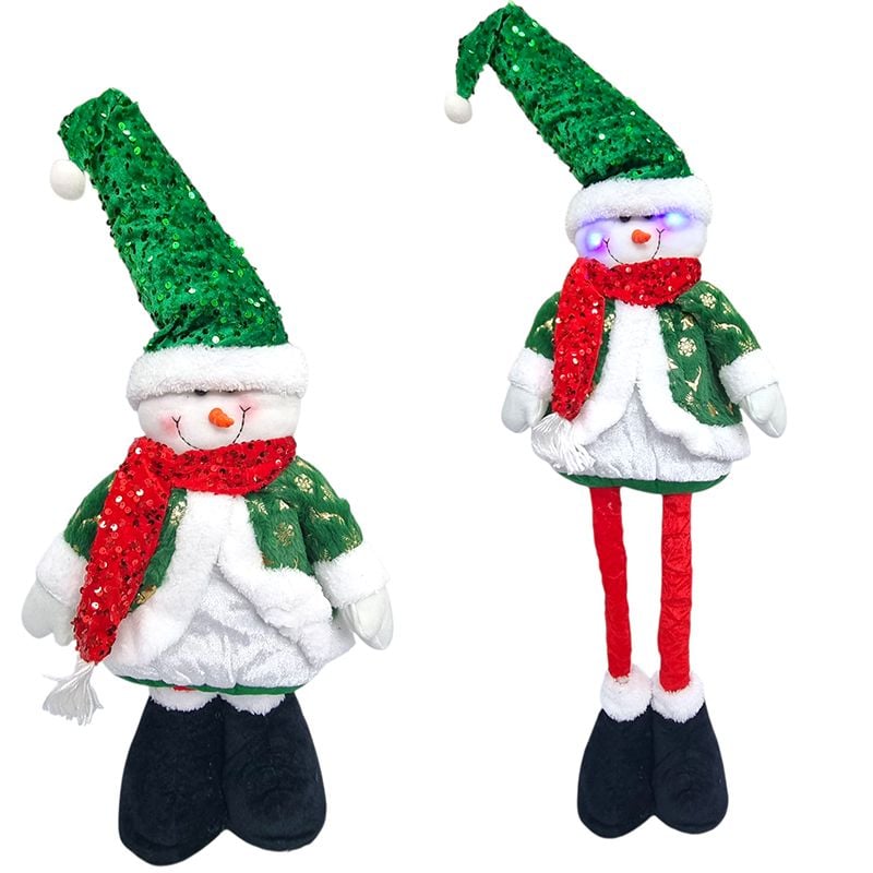 Decoratiune cu picioare telescopice cu lumini de Craciun \'Om de zapada