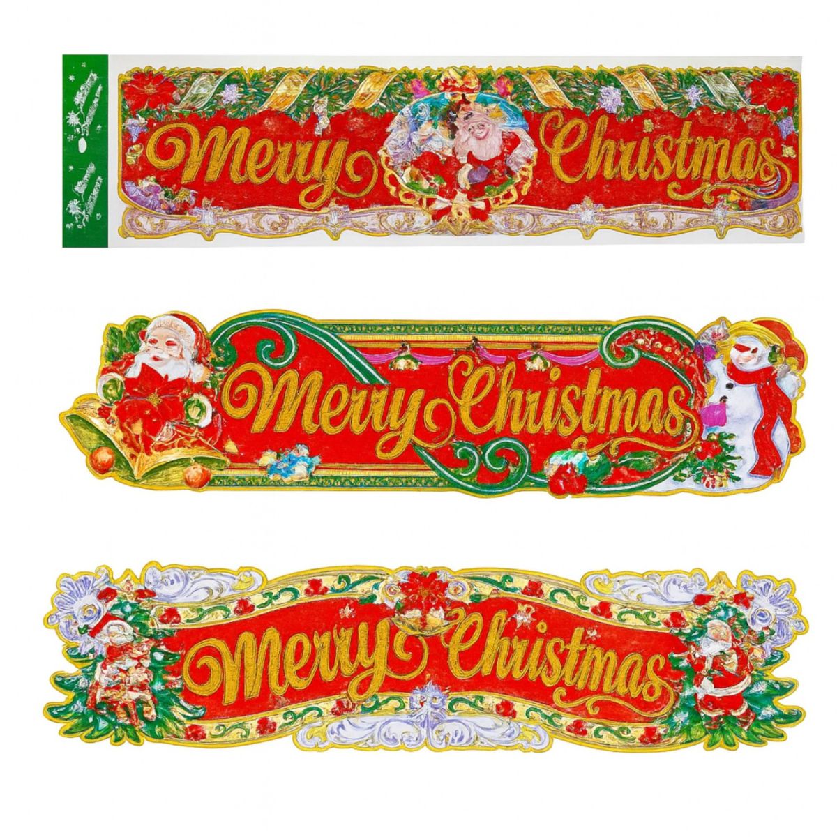 Decorațiuni Crăciun „Merry Christmas” 10/set, din Carton 70x20cm Sticker, Diferite Modele Engros