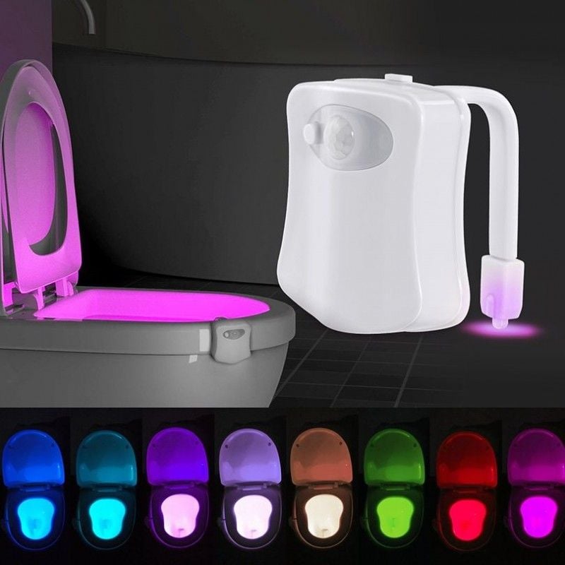 Lumina LED pentru toaleta, 8 culori, senzor miscare, rezistenta la apa Engros