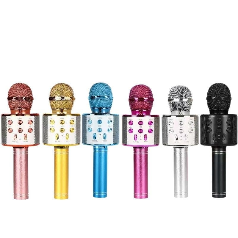 Microfon Karaoke pentru Copii Wireless cu Boxa Integrata Card SD Multifunctional Stereo Engros
