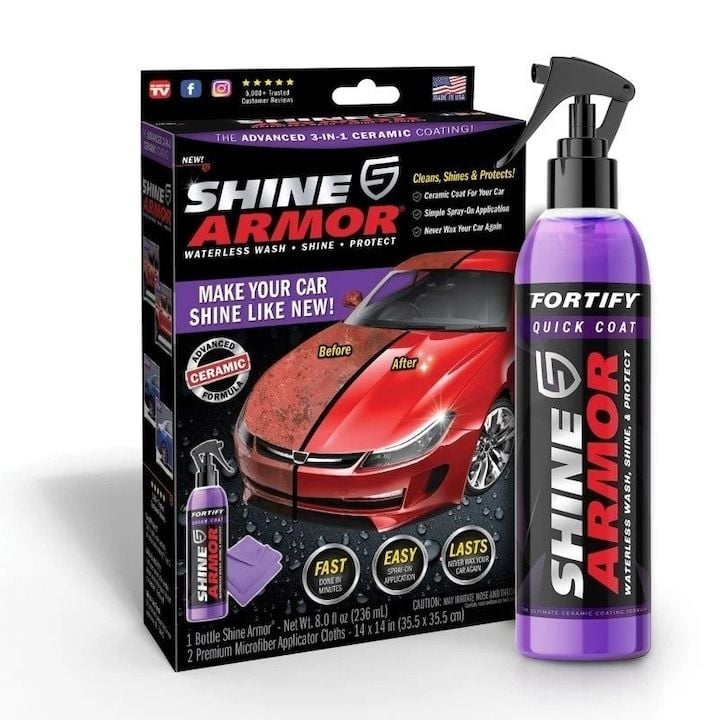 Shine Armor Kit Ceara Lichida cu Ceramica 236 ml pentru Stralucire Indelungata Engros