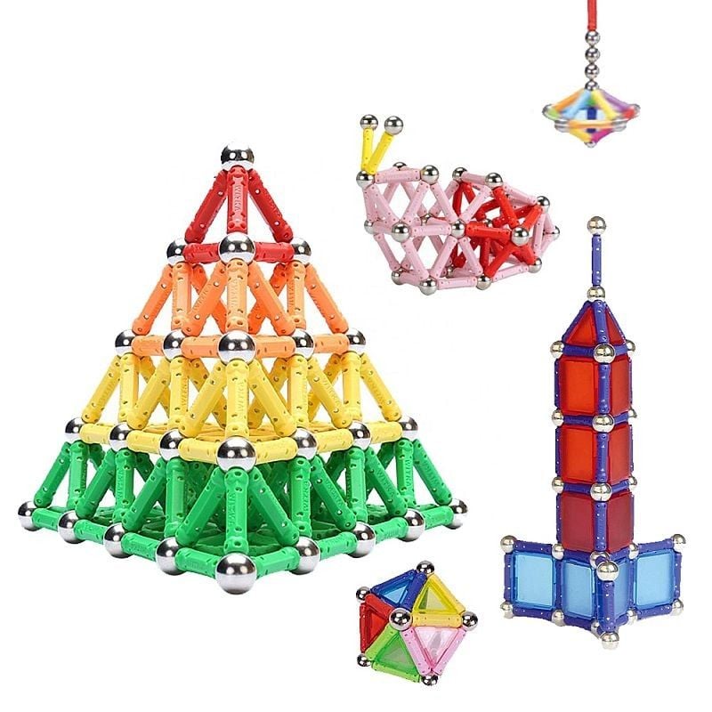 Set constructie magnetic 3D, 138 piese, joc educativ varsta 6+, ProCart Engros