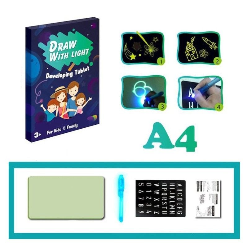Tablita A4 rescriptibila, interactiva, cu breloc UV, 3 ani+ Engros